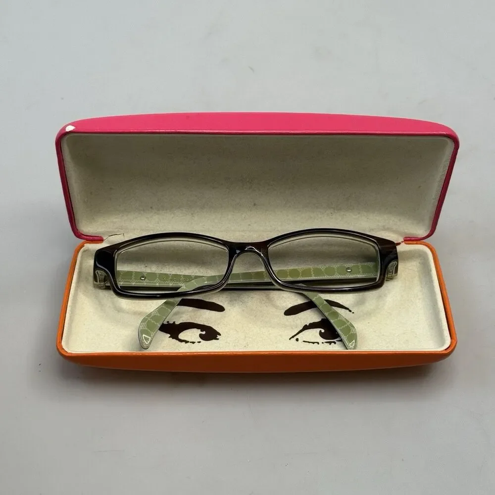 Kate Spade Ladies Green Brown Eyeglass Frames 130mm Case Prescription Frames EUC